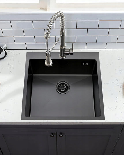 Plieninė vienos kameros juoda virtuvės kriauklė REA LEO 40 cm