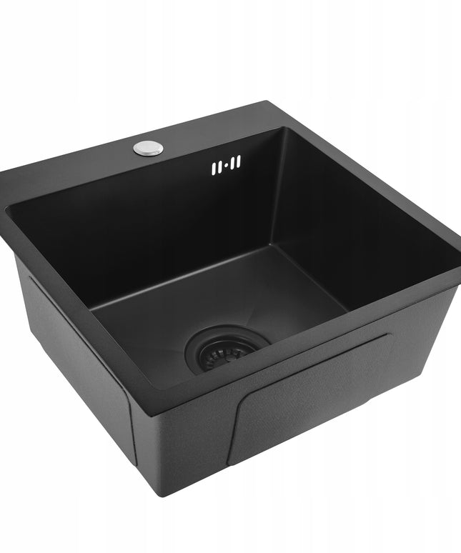 Plieninė vienos kameros juoda virtuvės kriauklė REA LEO 40 cm