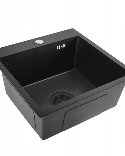 Plieninė vienos kameros juoda virtuvės kriauklė REA LEO 40 cm