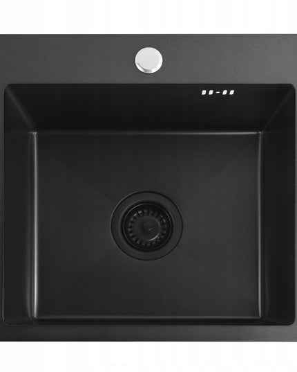 Plieninė vienos kameros juoda virtuvės kriauklė REA LEO 40 cm