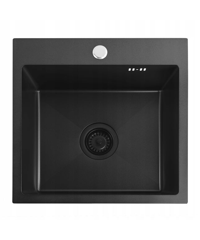 Plieninė vienos kameros juoda virtuvės kriauklė REA LEO 40 cm