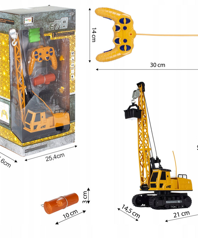 Krano kranas, didelis, valdomas nuotoliniu būdu, vaikams, su judančiu pulteliu, žaislas