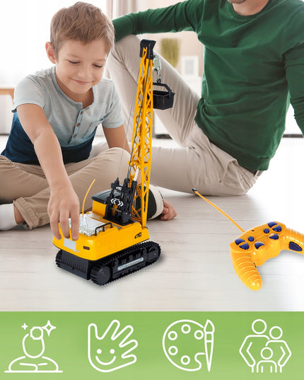 Krano kranas, didelis, valdomas nuotoliniu būdu, vaikams, su judančiu pulteliu, žaislas