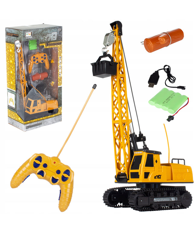 Krano kranas, didelis, valdomas nuotoliniu būdu, vaikams, su judančiu pulteliu, žaislas