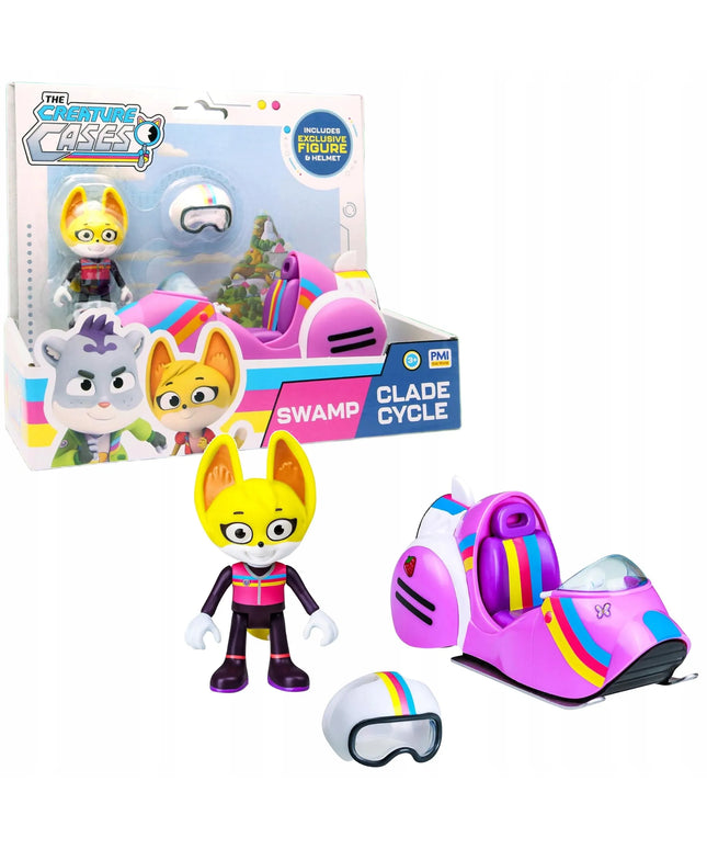 „The Creature Cases“ Kit Casey lapės figūrėlė, visureigis ir šalmas