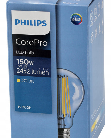 LED lemputė E27 Filament 17W = 150W 2452lm 2700K šilta Philips CorePro