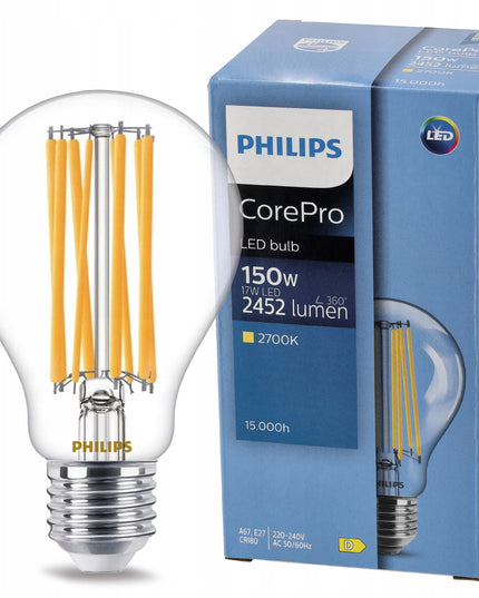 LED lemputė E27 Filament 17W = 150W 2452lm 2700K šilta Philips CorePro