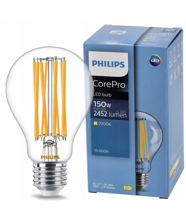 LED lemputė E27 Filament 17W = 150W 2452lm 2700K šilta Philips CorePro