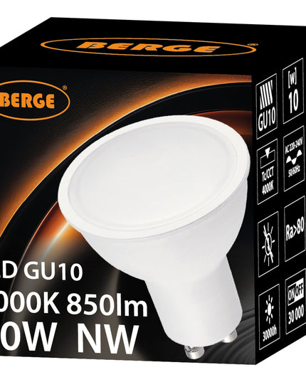 LED lemputė GU10 10W 850lm Neutrali dienos šviesa 4500K 230V 10 vnt. rinkinys