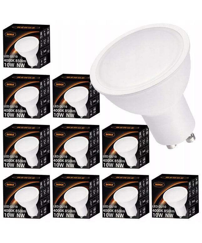 LED lemputė GU10 10W 850lm Neutrali dienos šviesa 4500K 230V 10 vnt. rinkinys