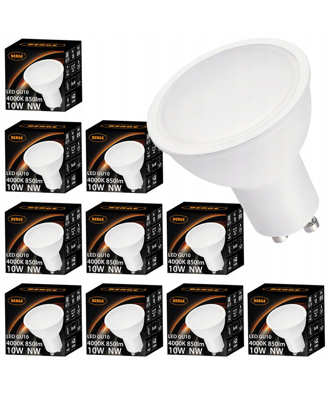 LED lemputė GU10 10W 850lm Neutrali dienos šviesa 4500K 230V 10 vnt. rinkinys