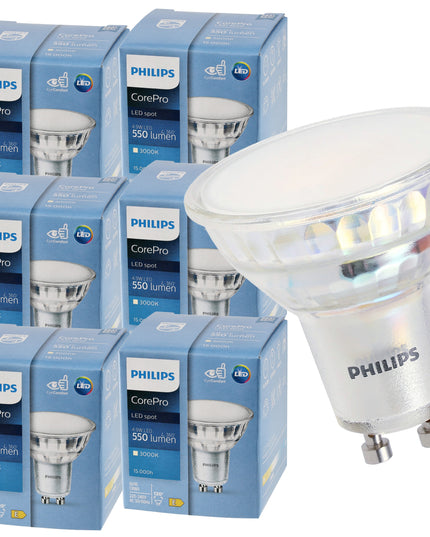 LED lemputė GU10 6 vnt. PHILIPS 4,9W 550lm Šilta spalva 3000K Premium Rinkinys
