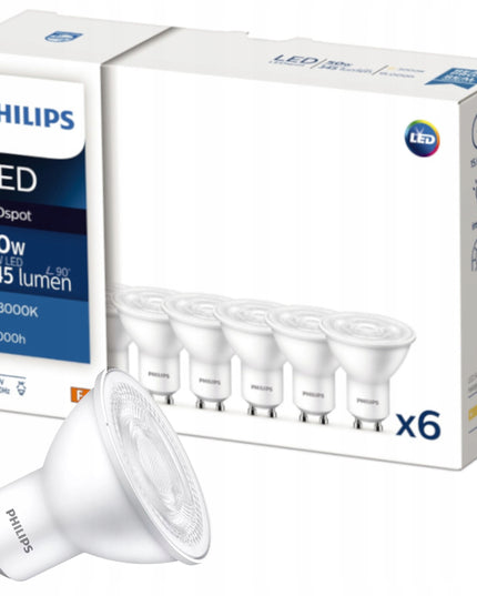 LED lemputė GU10 6x PHILIPS 4.7W = 50W 345lm Šiltai balta 3000K CorePro 36°