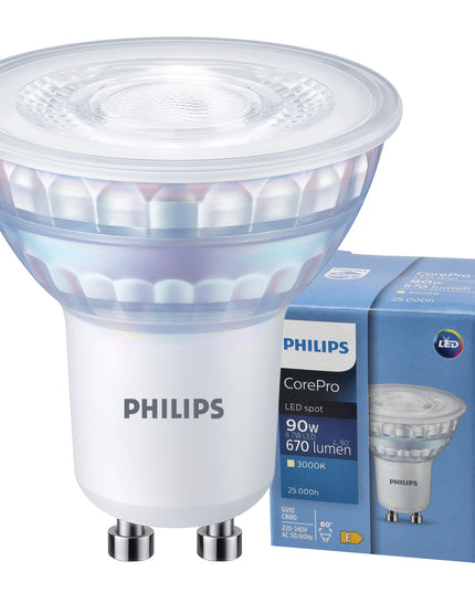 LED lemputė GU10 PHILIPS 6,7W =100W 670lm Šiltai balta 3000k Corepro 60°