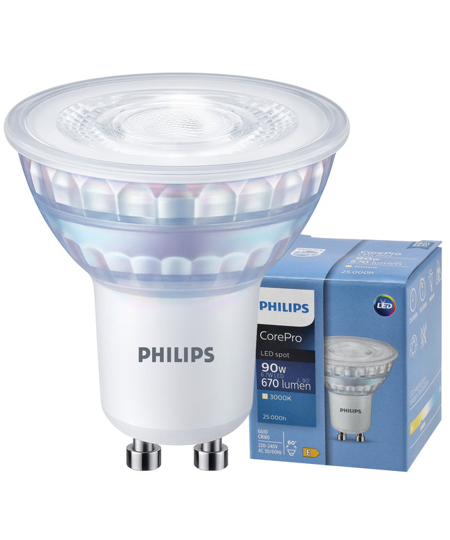 LED lemputė GU10 PHILIPS 6,7W =100W 670lm Šiltai balta 3000k Corepro 60°