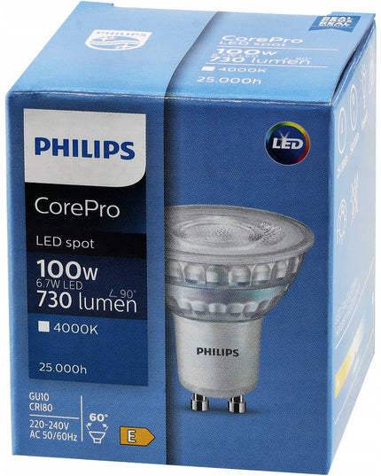 LED lemputė GU10 PHILIPS 6,7W =100W 730lm Neutrali spalva 4000K Corepro 60°