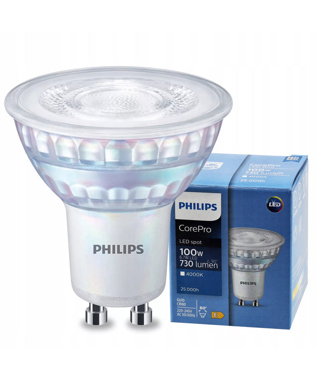 LED lemputė GU10 PHILIPS 6,7W = 100W 730lm neutrali spalva 4000K Corepro 60°