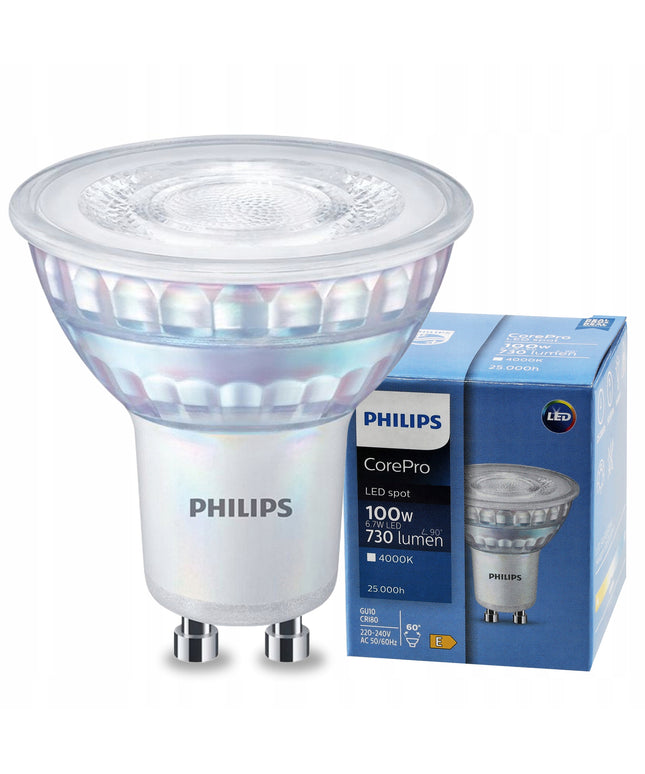 LED lemputė GU10 PHILIPS 6,7W =100W 730lm Neutrali spalva 4000K Corepro 60°