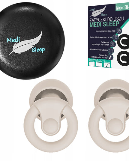 Ausų kištukai miegui Medi Sleep, dydis XS / S / M / L, smėlio spalvos