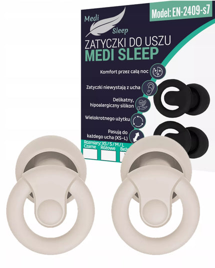 Ausų kištukai miegui Medi Sleep, dydis XS / S / M / L, smėlio spalvos