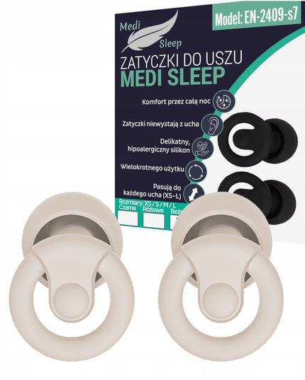 Ausų kištukai miegui Medi Sleep, dydis XS / S / M / L, smėlio spalvos