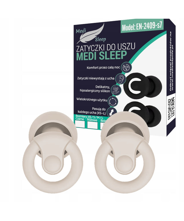 Ausų kištukai miegui Medi Sleep, dydis XS / S / M / L, smėlio spalvos