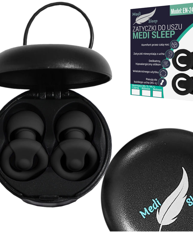 Ausų kištukai miegui Medi Sleep, dydis XS / S / M / L, juodos