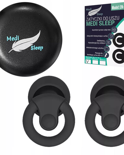 Ausų kištukai miegui Medi Sleep, dydis XS / S / M / L, juodos