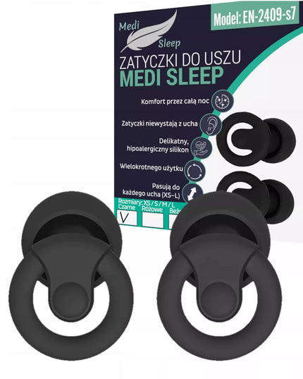 Ausų kištukai miegui Medi Sleep, dydis XS / S / M / L, juodos