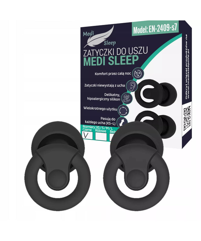 Ausų kištukai miegui Medi Sleep, dydis XS / S / M / L, juodos
