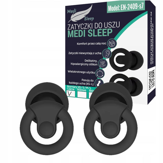 Ausų kištukai miegui Medi Sleep, dydis XS / S / M / L, juodos
