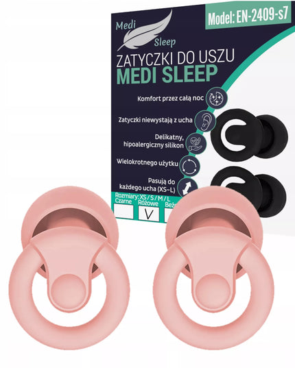 Ausų kištukai miegui Medi Sleep dydis XS / S / M / L rožiniai