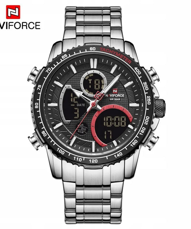 Vyriškas laikrodis „Naviforce Luxury“ su apšvietimu, plienine apyranke, 4 spalvų
