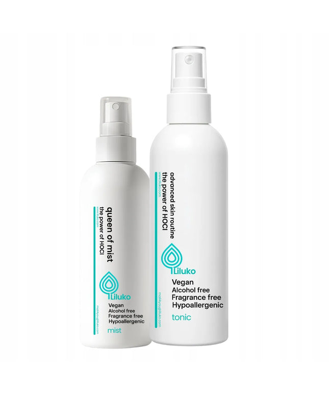 Rinkinys 1+1 tonikas + dulksna su hipochlorine rūgštimi LILUKO | Nuo spuogų, hipochlorinė rūgštis, 300 ml