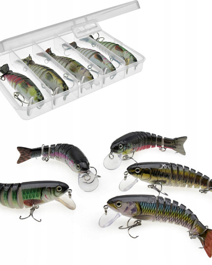 Rinkinys 5 vnt. x Sujungtas vobleris lydekoms + Dėžutė