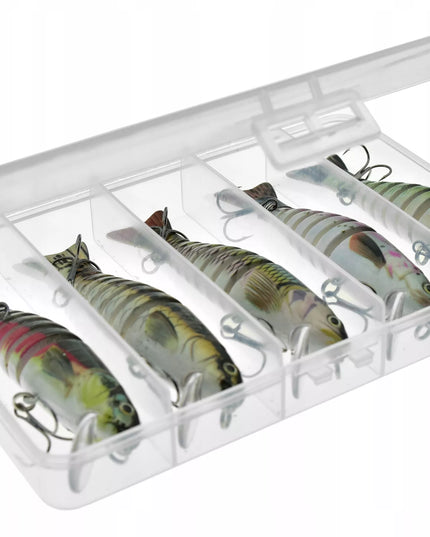 5 x Miracle Fish sulankstomi vobleriai lydekoms + dėžutė