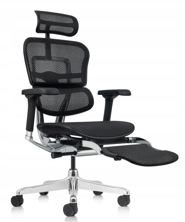 Ergonomiškas biuro kėdės komplektas su kojų atrama Ergohuman 2 Elite juodas