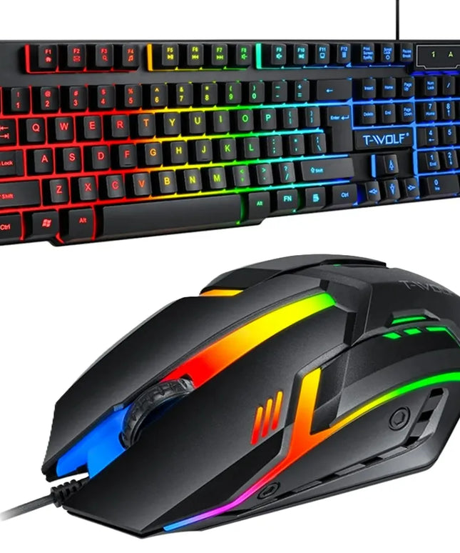 Žaidimų klaviatūros ir pelės rinkinys Mechaninė RGB TF 200