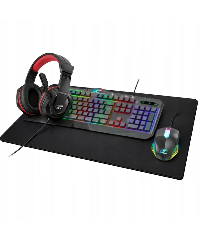 Žaidimų rinkinys LTC 4in1 (pelė, klaviatūra, ausinės, RGB kilimėlis)