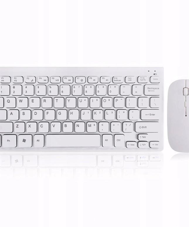Belaidė kompiuterio klaviatūra ir pelė „Hello Case“, balta, USB 2-in-1 rinkinys