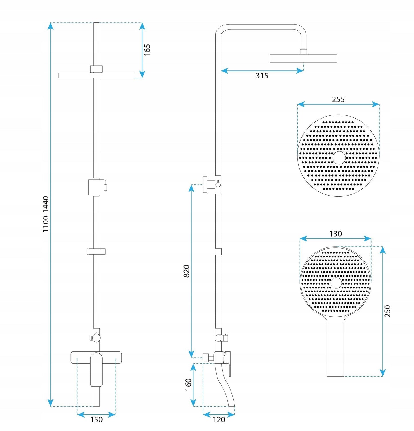 Dušo komplektas REA BLOOM Baltas Chromas WHITE CHROME