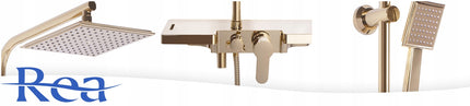 Auksinis Dušo Komplektas su Galvute BLIZGUS REA