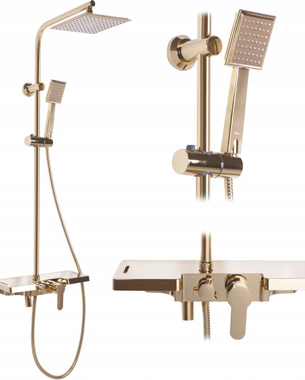 Auksinis Dušo Komplektas su Galvute BLIZGUS REA