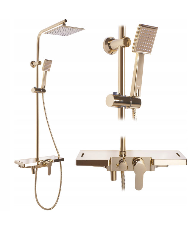 Auksinis Dušo Komplektas su Galvute BLIZGUS REA