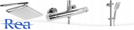 Termostatinis dušo komplektas TOM, chromas, montuojamas ant sienos
