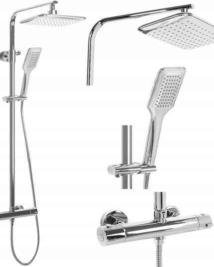 Termostatinis dušo komplektas TOM, chromas, montuojamas ant sienos