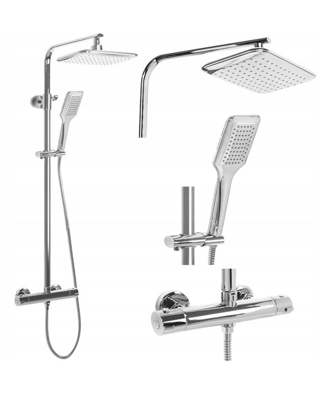 Termostatinis dušo komplektas TOM, chromas, montuojamas ant sienos
