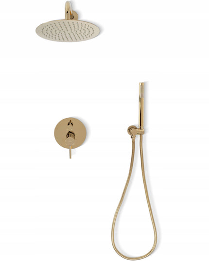 Potinkinis auksinis dušo komplektas su lietaus galvute REA Lungo