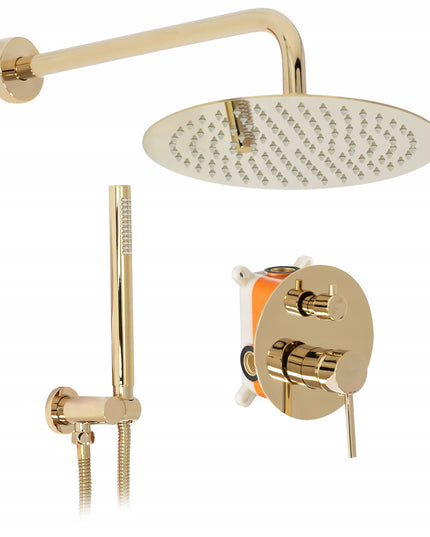 Potinkinis auksinis dušo komplektas su lietaus galvute REA Lungo