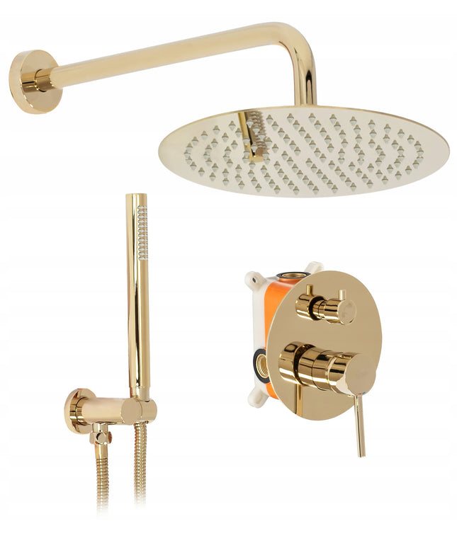 Potinkinis auksinis dušo komplektas su lietaus galvute REA Lungo